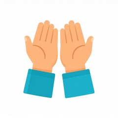 Obraz premium Pair of hands in blue sleeves holding glowing light symbolizing hope and teamwork