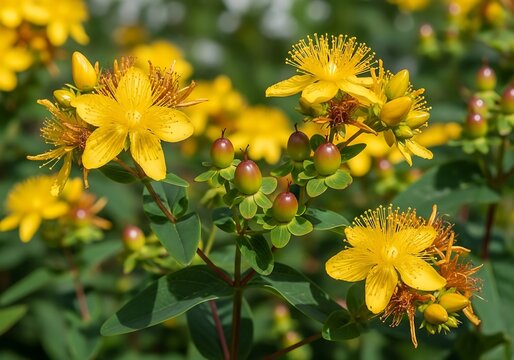 Golden Bloom: A burst of vivid yellow wildflowers in sunlight.