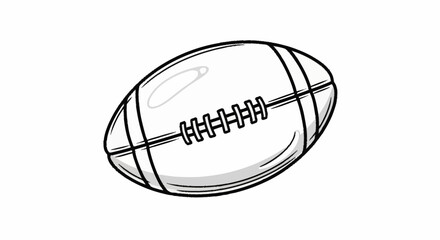 An illustrated rugby ball is shown in a simple line drawing style on a white background. © Andreas