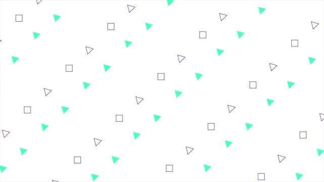 Abstract Geometric Pattern with Teal and Gray Shapes on White Background.
