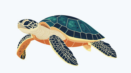 Fototapeta premium Sea Turtle Swimming in Water Illustration.