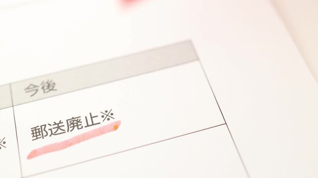 郵送廃止を知らせる書類。ペーパーレス運動。