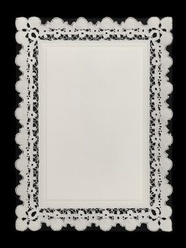 Blank Lace Doily Frame On Black Background