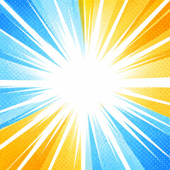 注目を集めるアメコミ風集中線背景
