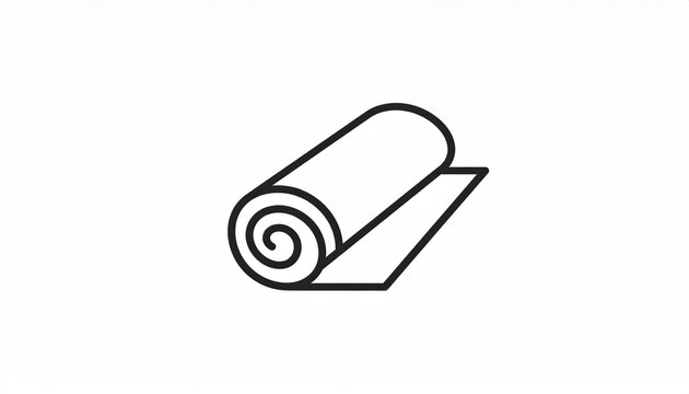 Blank Paper Scroll Unfurling Minimalist Line Art Vector Illustration