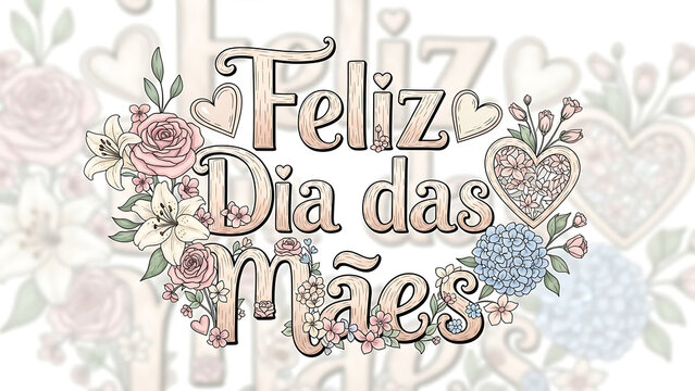 Feliz Dia Das Maes Floral Greeting Card