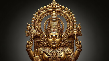 Obraz premium Golden Hindu Deity Statue with Intricate Ornamentation