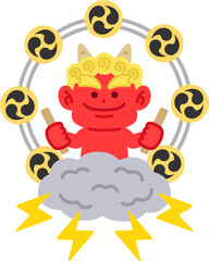 赤鬼の雷様のアイコンのイラスト