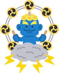 青鬼の雷様のアイコンのイラスト