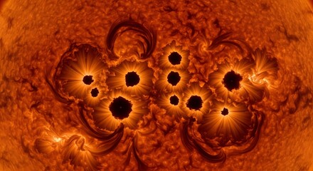 Close up view of sunspots and solar flares on the suns surface space des