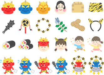 豪華版！節分のスペシャルアイコンのイラストセット