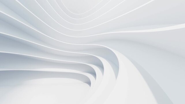 Abstract flowing white architectural background with dynamic curves