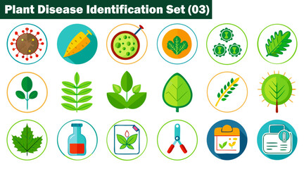 Botanical pathology icons and plant disease identification set three collection vector illustration.