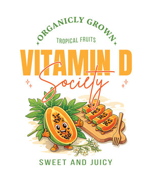 fruite papaya cartoon t-shirt design