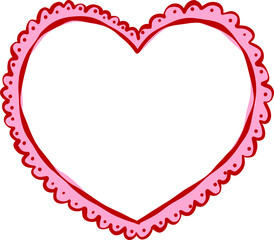 Fototapeta premium Whimsical Heart Shape Frame with Scalloped Edge squiggle Hand Drawn Playful lined