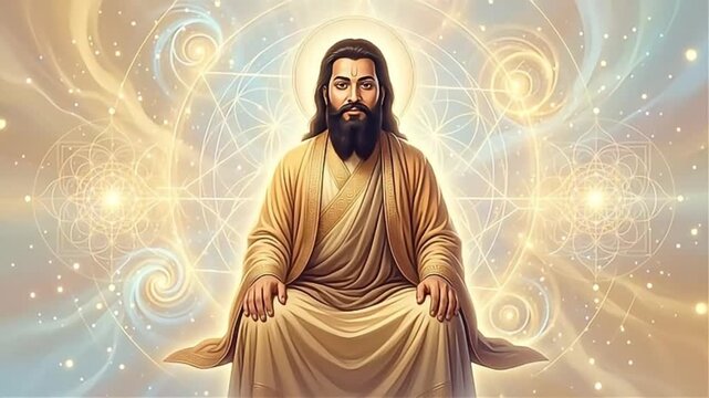 Guru Ravidas Meditating Divine Light Aura Spiritual Enlightenment
