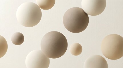 Soft Textured Spheres Floating In A Neutral Toned Studio Background With Subtle Lighting