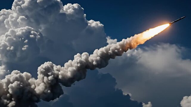 Military missile launcher ready for combat in modern war concept