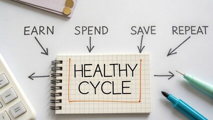 Financial Planning Process with Healthy Cycle of Earning, Spending, Saving, and Repeating for Better Management Practices