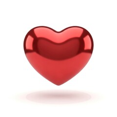 Red heart symbolizing love and affection with a glossy surface and subtle shading effects on a clean white background