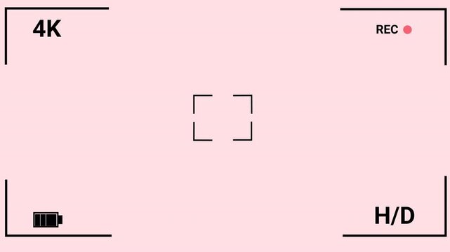 Modern camera viewfinder screen overlay with live recording indicator  screen of video recorder digital display with multiple settings and timer. 4K camcorder interface for video cameras.