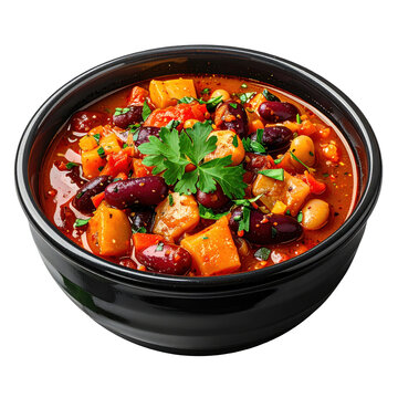 Hearty Pasulj stew, a classic Serbian comfort food perfect for winter meals, isolated on white background.