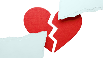 Broken Red Heart with Torn Paper Elements