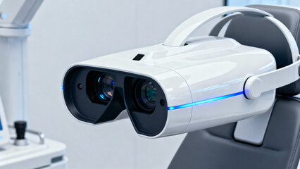 Advanced Augmented Reality Headset in Modern Medical Examination Room Setup