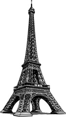 Obraz premium Highly Detailed Vintage Engraved Eiffel Tower Illustration for Travel Design, Paris Landmark Branding, Posters, and Editorial Graphics