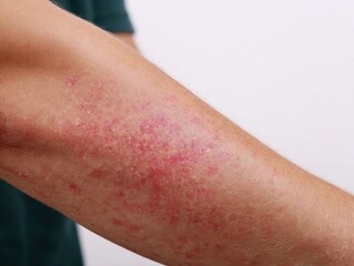 Fototapeta premium Skin rash on a human arm with irritation.