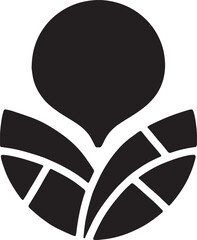 Seed pod silhouette cracking into geometric crop shapes in bold abstract vector icon style