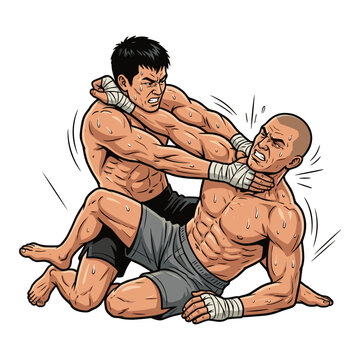 Vale Tudo Fighters in Intense Grappling Combat