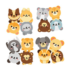 Fototapeta premium Adorable cartoon animal characters in a cute and colorful illustration perfect for design.