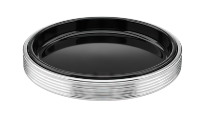 Circular Dish with Silver Band and Black Interior