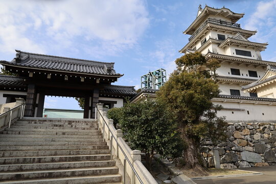 A Japanese castle : a view of the donjon of Imabari-jo Castle in Imabari City in Ehime  Prefecture 