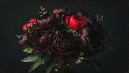 Elegant Dark Peony Bouquet