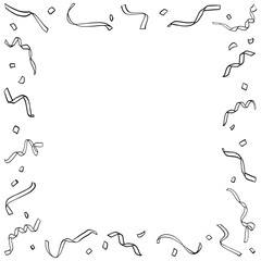クラッカーのフレーム　線画　正方形