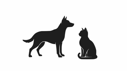 Silhouette of a dog and a cat facing each other. © Novi