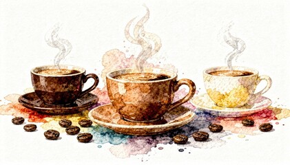 Warm Embrace of Coffee: A Watercolor Delight