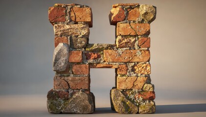 Rustic Stone Letter H: Nature's Artistry
