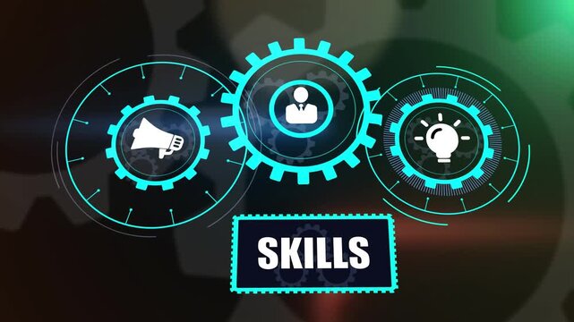 Skills development for business success, professional training and marketing strategy, industrial gear mechanism