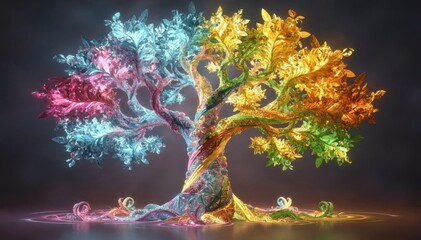 Vibrant Crystal Tree of Life