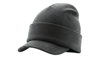 Black ribbed beanie with brim