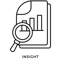 Data Insight Line Icon &ndash; Analytics Report with Magnifying Glass and Chart, Business Intelligence Symbol for UI
