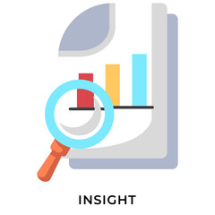 Data Insight Flat Icon &ndash; Analytics Report Illustration with Magnifying Glass and Chart, Business Intelligence Icon