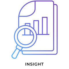 Data Insight Gradient Line Icon &ndash; Analytics Report Search with Chart, Business Intelligence Dashboard Symbol
