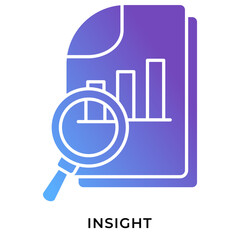 Data Insight Gradient Anaglyph Icon &ndash; Analytics Report with Search Magnifier, BI Insights Symbol