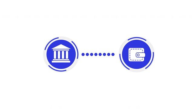 Secure Money Transfer Motion Graphics From Bank to Wallet, Approved Transaction Checkmark