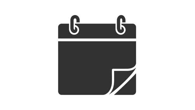 Simple dark calendar icon design showing a flipped page corner
