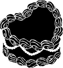 Vintage black heart cake with pearls white no outline